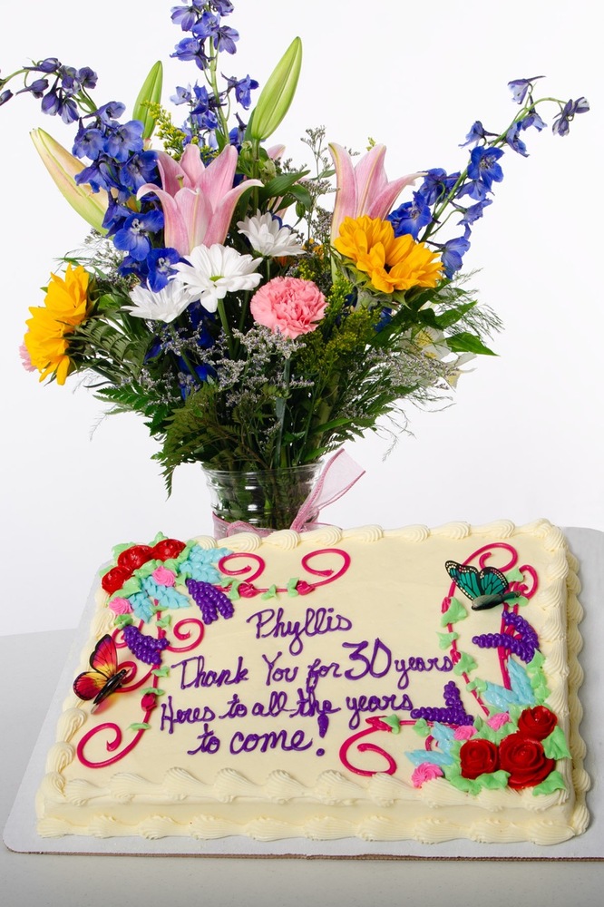 Flowers and a cake